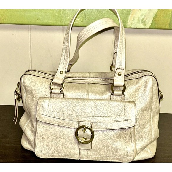 Coach Handbags - Coach Penelope Beige Leather Convertible Satchel Cross-body Bag EUC, MSRP $428